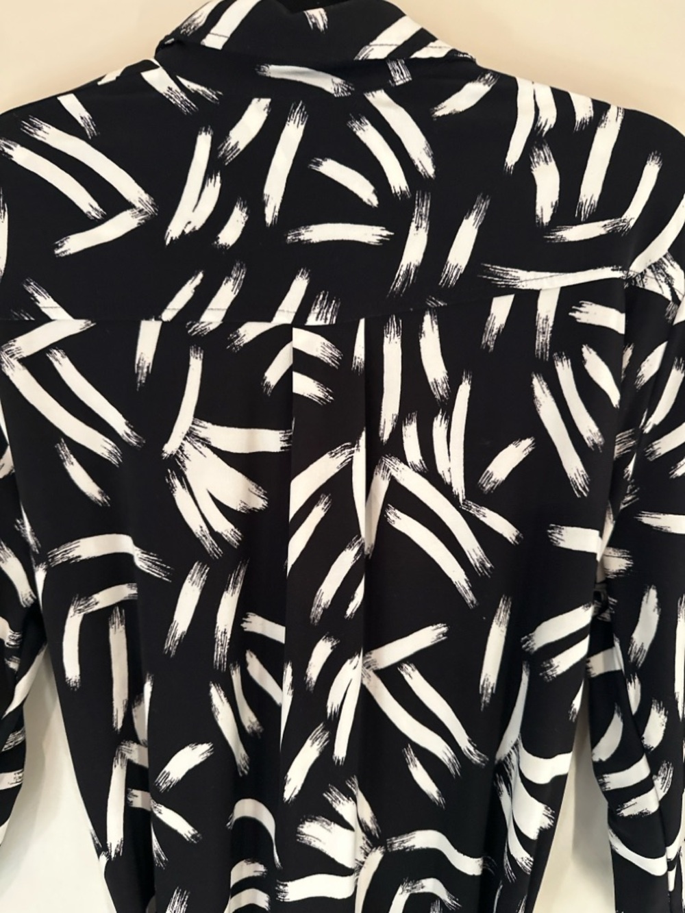 Alfani Black White Shirt Dress Size L Midi Belted Tie Waist Stretch Work Dress - Picture 6 of 11